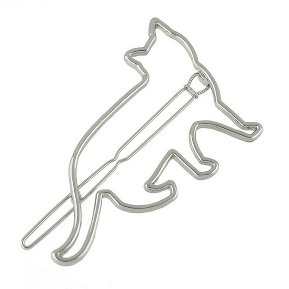 Cat Barrette Hair Clip or Scarf Clip Gold/Silver - Picture 3 of 4